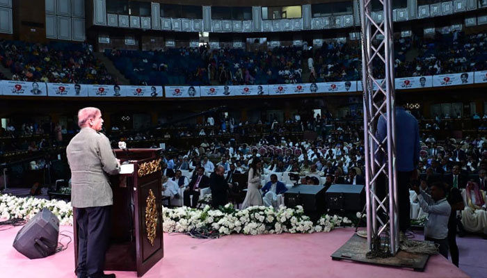 PM Shehbaz addressing the event. — PID