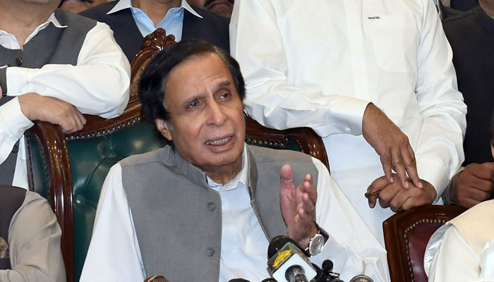 Pakistan Tehreek-e-Insaf (PTI) leader Parvez Elahi addressing a press conference. — Online/File