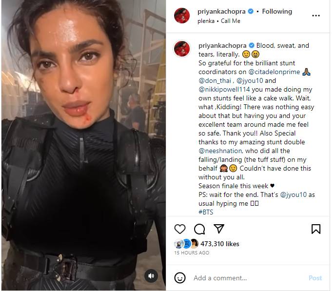 Priyanka Chopra shares action-packed BTS video from Citadel: Watch