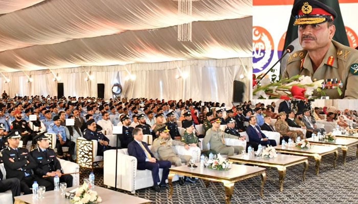 General Asim Munir addresses the ceremony of Youm-e-Takreem Shuhada-e-Pakistan on Thursday, May 25. 2023. — Geo News