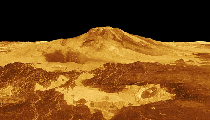 This computer-generated 3D model of Venus surface shows the summit of Maat Mons, the volcano that is exhibiting signs of activity. — Nasa/File