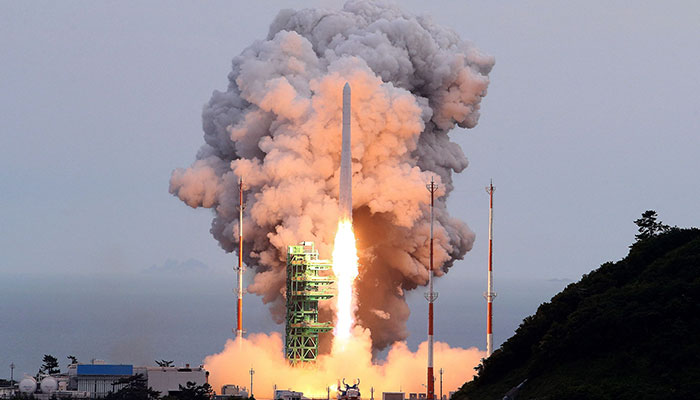 This handout photo taken on May 25, 2023 and provided by Korea Aerospace Research Institute (KARI) shows South Korea´s homegrown space rocket Nuri launching from the Naro Space Centre in the southern coastal village of Goheung. — AFP
