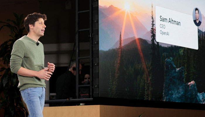 OpenAI CEO Sam Altman speaks during a keynote address announcing ChatGPT integration for Bing at Microsoft in Redmond, Washington, on February 7, 2023. — AFP