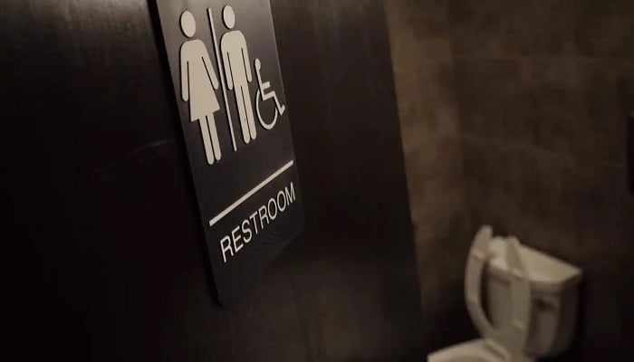 A representational image shows a restroom sign.— AFP