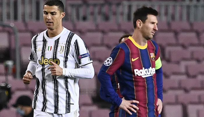 Cristiano Ronaldo (Left) and Lionel Messi (Right) last faced off in the Champions League in 2020. AFP/File