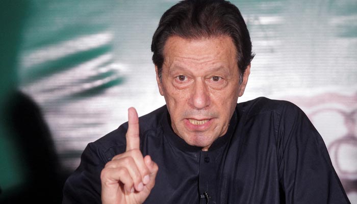 Former prime minister Imran Khan, gestures as he speaks to the members of the media at his residence in Lahore, Pakistan May 18, 2023. — Reuters