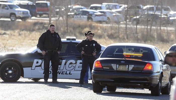 Law enforcement personnel set up a perimeter following an early morning shooting at Berrendo Middle School in Roswell, New Mexico. — Reuters/File