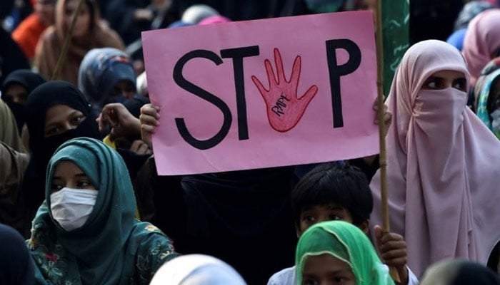 The picture shows women protesting against rape in this undated image. — AFP/File