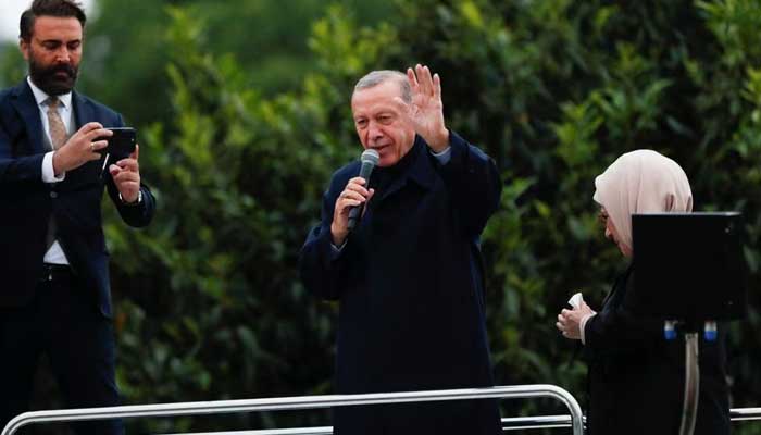 Turkish President Tayyip Erdogan addresses his supporters following early exit poll results for the second round of the presidential election in Istanbul, Turkey May 28, 2023. — Reuters