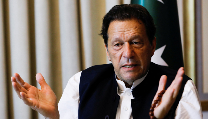 Former prime minister Imran Khan gestures as he speaks with Reuters during an interview, in Lahore, Pakistan March 17, 2023. — Reuters