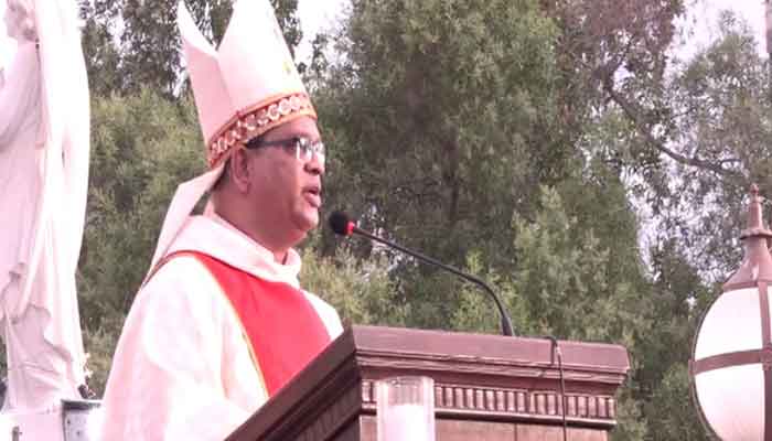 Archbishop Benny Travas addressing the ceremony. — Provided by the author