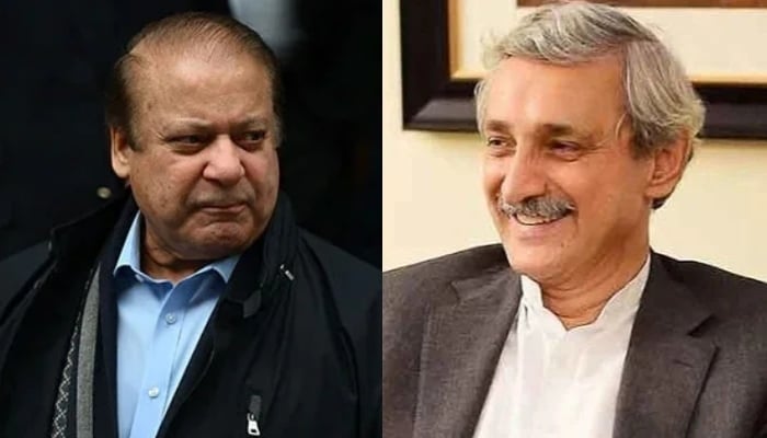 Former prime minister Nawaz Sharif (left) and Pakistan Tehreek-e-Insaf’s (PTI) estranged leader Jahangir Khan Tareen. — AFP/Twitter/File