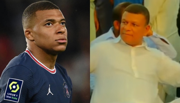 French football star Kylian Mbappe (left) and an unknown Pakistani man. — AFP/Instagram/@idcaleem