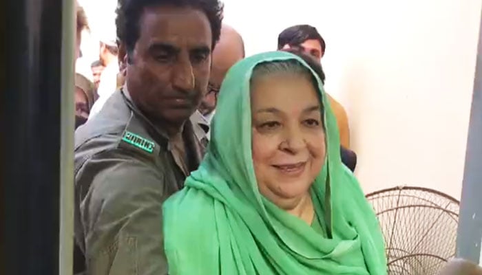 Pakistan Tehreek-e-Insaf (PTI) leader Yasmin Rashid could be seen in this still taken from a video. — Twitter/@PTIofficial