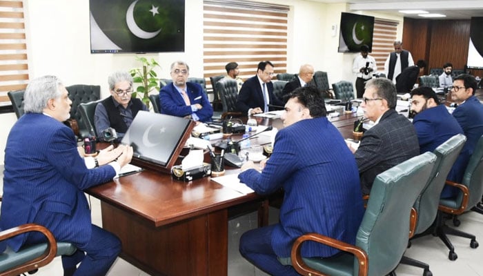 Finance Minister Ishaq Dar chairs a meeting with a delegation of Association of Builders and Developers of Pakistan on May 29. — Twitter/ FinMinistryPak