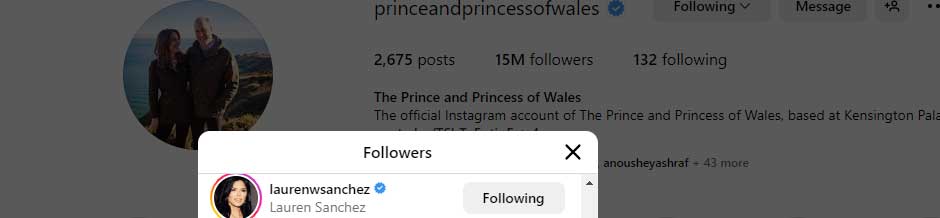 Lauren Sanchez turns out to be Prince William and Kate Middleton fan?
