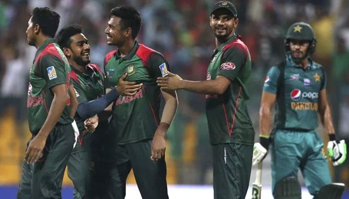 The picture shows Bangladeshs cricket team. — AFP/File