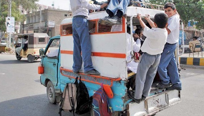 Students onboard a school van. — Twitter/File