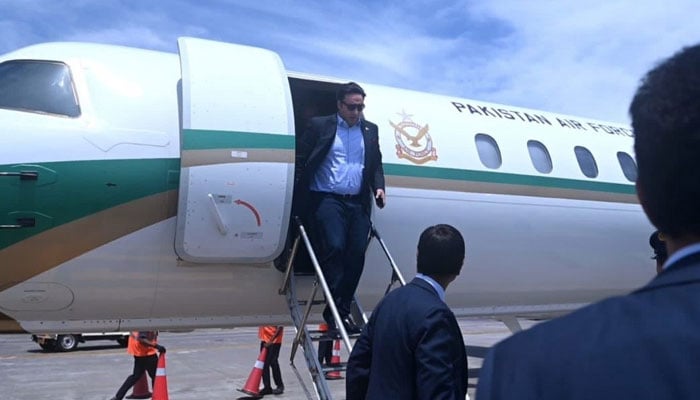 Foreign Minister Bilawal Bhutto-Zardari lands Indias Goa on May 4, 2023 for the SCO meeting. — Foreign Office