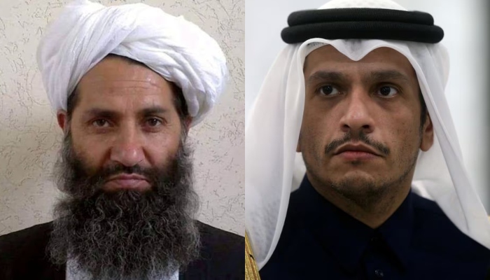 Taliban supreme leader Haibatullah Akhunzada (Left) and Qatari Prime Minister Mohammed bin Abdulrahman al-Thani (Right). — Reuters/File