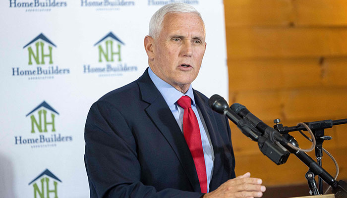 DOVER, NEW HAMPSHIRE - MAY 17: Former US Vice President Mike Pence speaks during a Lumber and Lobster event on May 17, 2023, in Dover, New Hampshire. —AFP