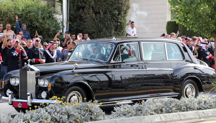 Al Saif arrives in a vintage 1968 Rolls Royce Phantom V. The vehicle was custom-made for the late Queen Zein, the crown prince’s great-grandmother. —Reuters