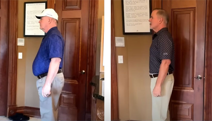 A 57-year-old Kevin Maginnis can be seen before (left) and after (right) weight loss after consuming food from a renowned food franchise for a straight hundred days. — Screengrab/YouTube/TODAY