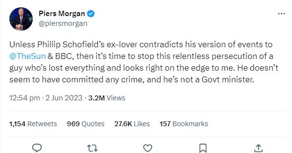 Piers Morgan urges everyone to stop ‘relentless persecution’ of Phillip Schofield