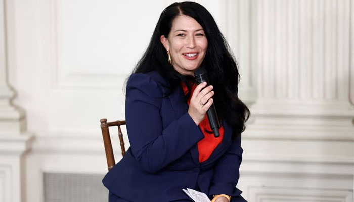 Ada Limon, the 24th Poet Laureate of the United States, joins First Lady Jill Biden during an event honouring the Class of 2022 National Student Poets Program at the White House in Washington. — Reuters/File