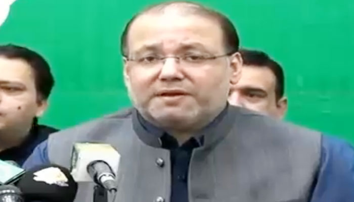 PML-Q leader Chaudhry Shafay Hussain addresses a press conference in this still taken from a video. — Twitter/@ChShafayHussain/File