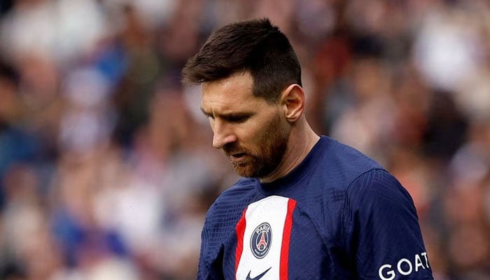 Paris St Germains Lionel Messi reacts during match between Paris St Germain and Lorient at Parc des Princes, Paris, France on April 30, 2023. — Reuters