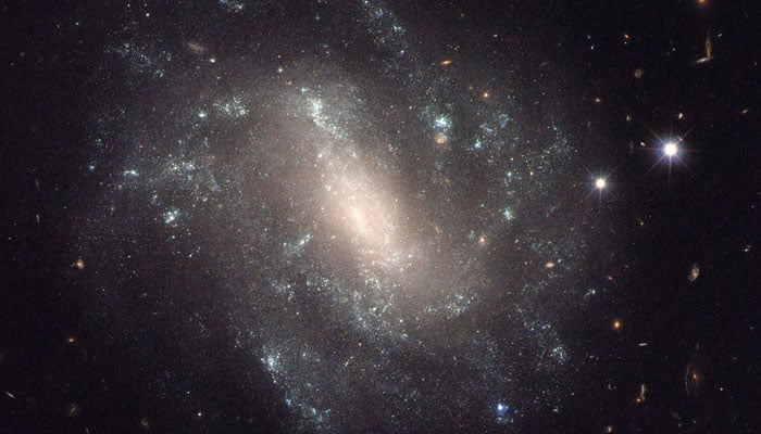 This Hubble Space Telescope image shows one of the galaxies in the survey to refine the measurement of how fast the universe expands with time, called the Hubble constant. — Nasa/File