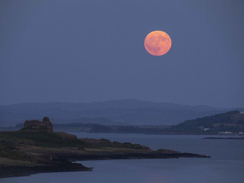 Strawberry moon rising over Ardtornish Castle. — Twitter/@KnoydartJim