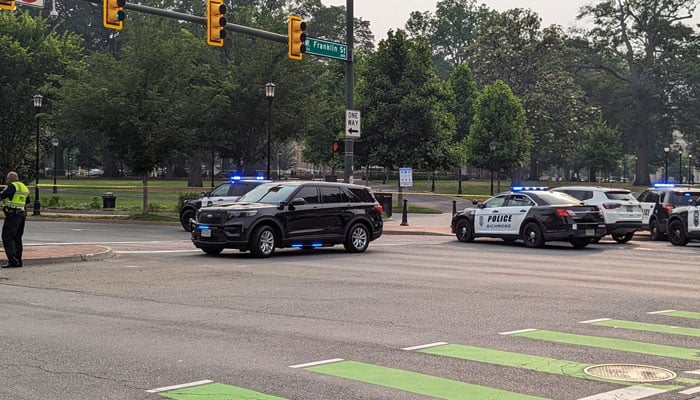 Heavy police presence in Richmond, Virginia at Monroe Park after a mass shooting in a graduation ceremony. — Twitter/GoadGatsby