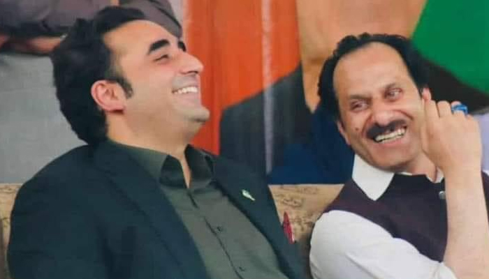 PPP candidate forAJK LA-15 by-election (right) speaks to PPP Chairman Bilawal Bhutto-Zardari. — Facebook/sardarziaulqammar