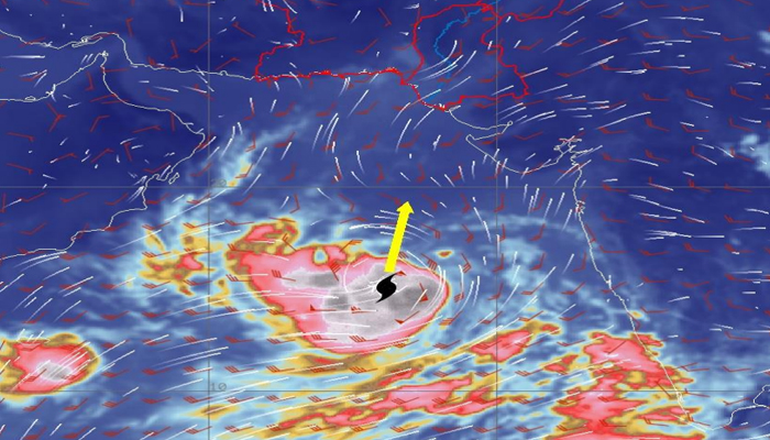 A satellite image of the cyclonic storm present in the Arabian Sea taken in the morning of June 9. — PMD