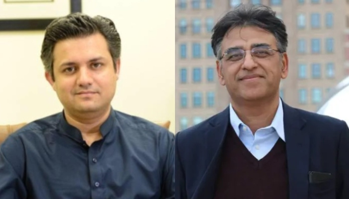 PTI leaders Hammad Azhar and Asad Umar. — PTI