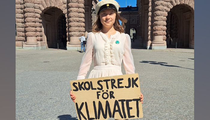 Famous Swedish climate activist Greta Thunberg during her protest outside her school on June 9, 2023. — Twitter/@GretaThunberg