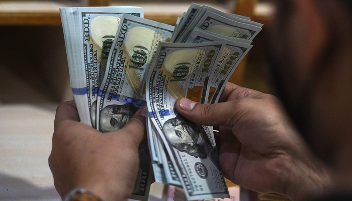 A foreign currency dealer hold $100 bills. — AFP/File