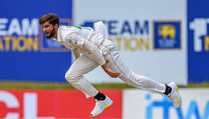 Pakistan’s Shaheen Shah Afridi bowls during the first day of the first cricket Test match between Sri Lanka and Pakistan at the Galle International Cricket Stadium in Galle on July 16, 2022. — AFP