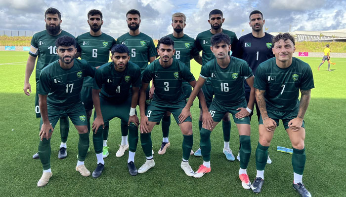 Pakistan football team pose for a photo before a match in this undated picture. — Twitter/@TheRealPFF