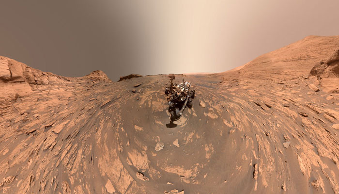 Curiosity Mars rover took this 360-degree selfie using the Mars Hand Lens Imager, or MAHLI, at the end of its robotic arm. —  JPL/File
