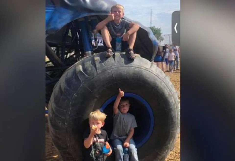 Ohio father Chad Doerman plans, kills three young sons in cold blood 8 This screengrab from a YouTube video shows the children playing on a monster truck. —Screebgrab