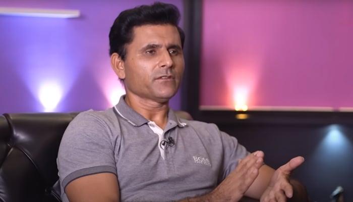 Former Pakistan all-rounder Abdul Razzaq speaks during the podcast show, in this still taken from a video. — YouTube/Nadir Ali