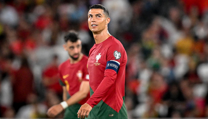 Portugals Cristiano Ronaldo reacts after Bruno Fernandes’ during their UEFA Euro 2024 group J qualification football match against Bosnia-Herzegovina in Lisbon. AFP/File