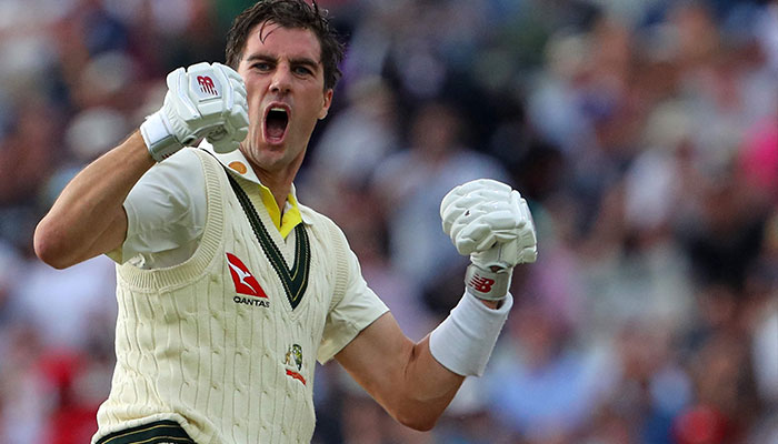 Australia´s Pat Cummins celebrates winning the first Ashes cricket Test match between England and Australia at Edgbaston in Birmingham, central England on June 20, 2023.—AFP