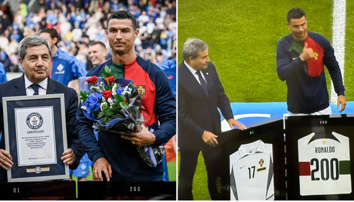 Cristiano Ronaldo was honoured by Guinness World Records.—Twitter@brfootball/Twitter