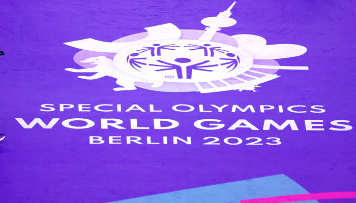General view of the Special Olympics logo during the opening ceremony of the games. — Reuters