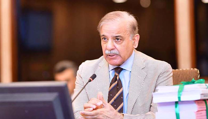 Prime Minister Shehbaz Sharif addresses the federal cabinet in Islamabad on June 9, 2023. — APP