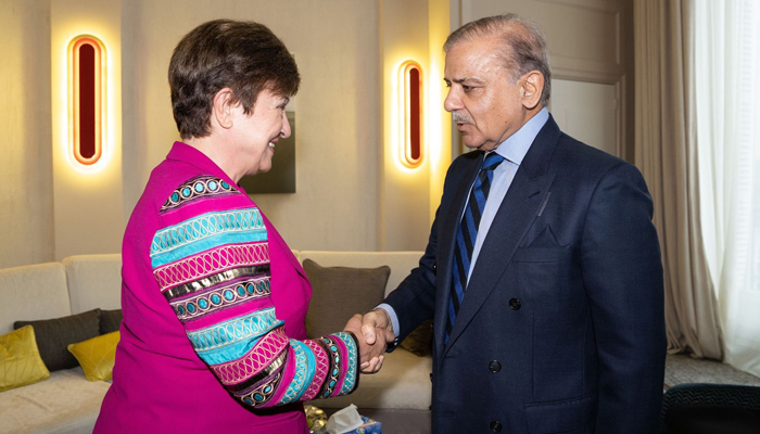PM Shehbaz Sharif meets IMF Managing Director Kristalina Georgieva. — Twitter/@KGeorgieva